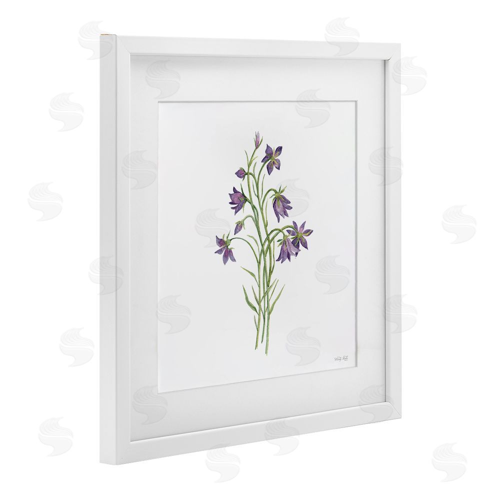 Cindy Jacobs Soft Bluebells Botanical White Framed Print Under Glass with Mat Wall Art