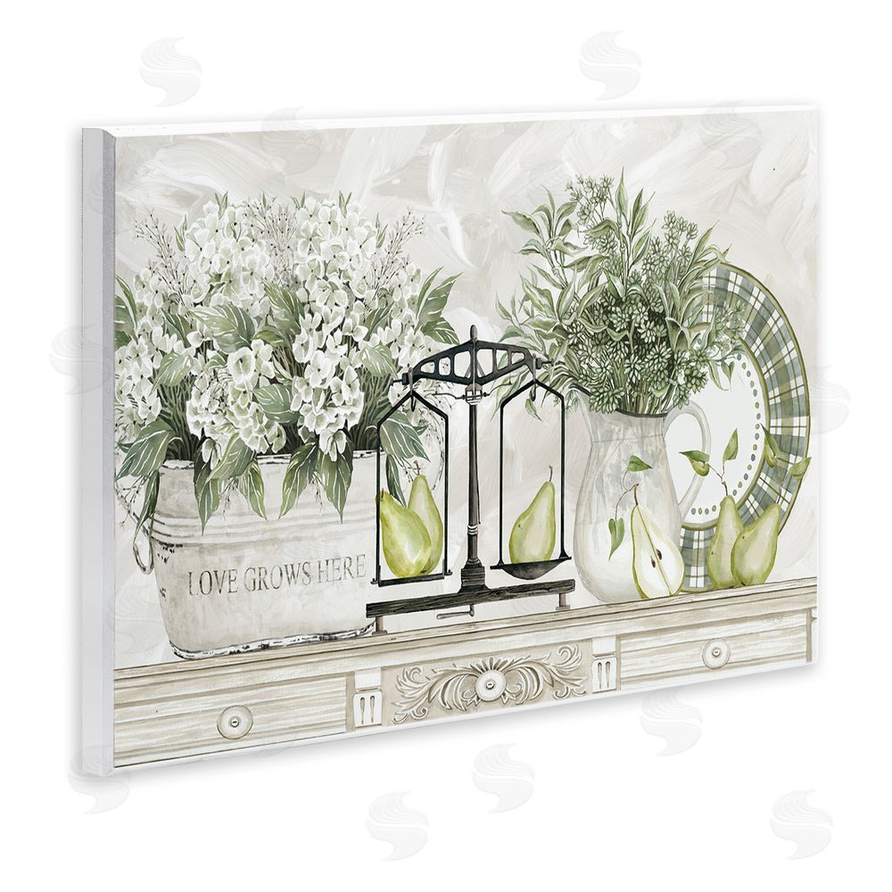 Cindy Jacobs Flowers and Pears on Shelf Wall Plaque Art Print