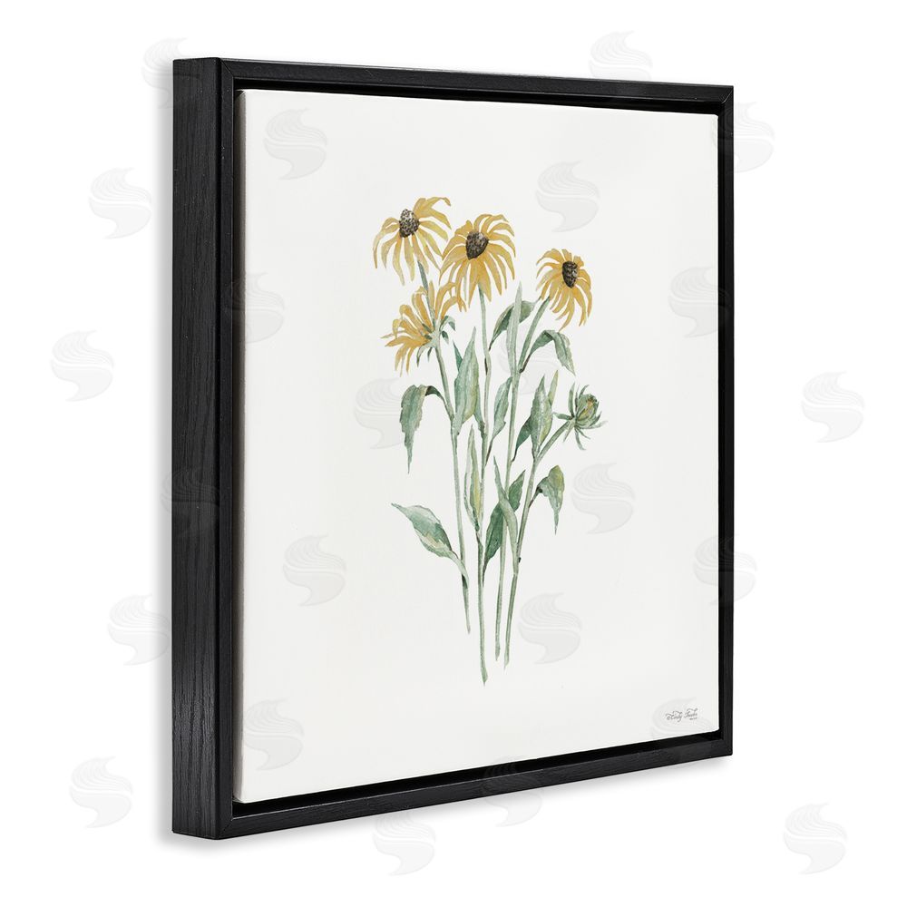 Cindy Jacobs Black-Eyed Susan Botanical Black Floating Frame Canvas Wall Art Print