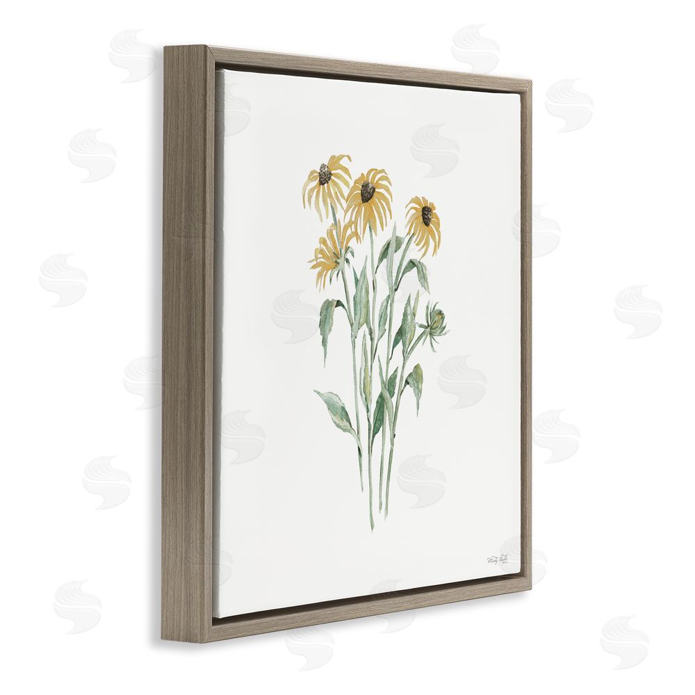Cindy Jacobs Black-Eyed Susan Botanical Brown Floating Frame Canvas Wall Art Print