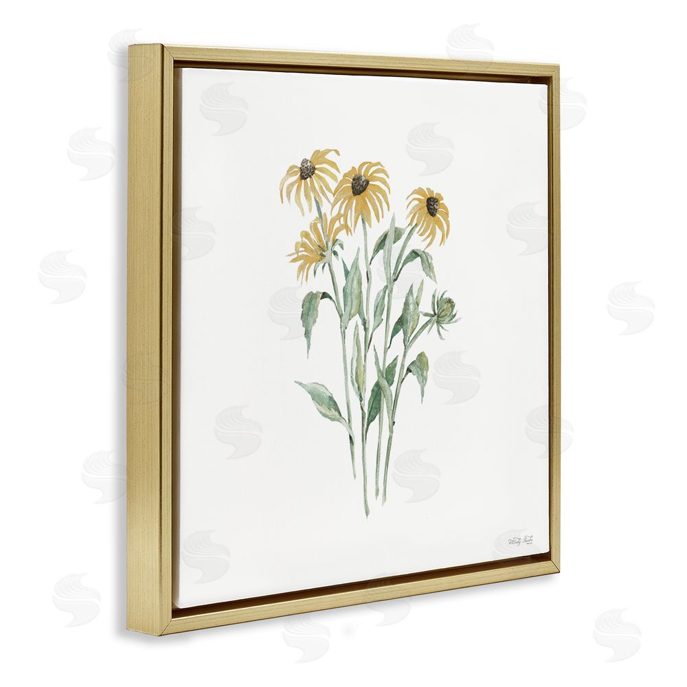 Cindy Jacobs Black-Eyed Susan Botanical Gold Floating Frame Canvas Wall Art Print