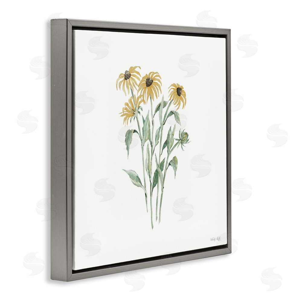 Cindy Jacobs Black-Eyed Susan Botanical Gray Floating Frame Canvas Wall Art Print