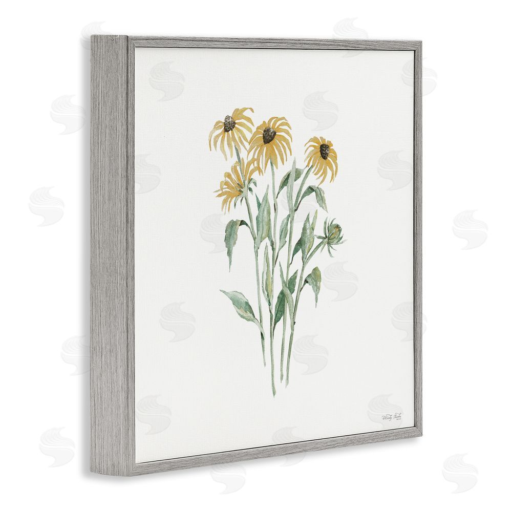 Cindy Jacobs Black-Eyed Susan Botanical Gray Framed Giclee Wall Art Print