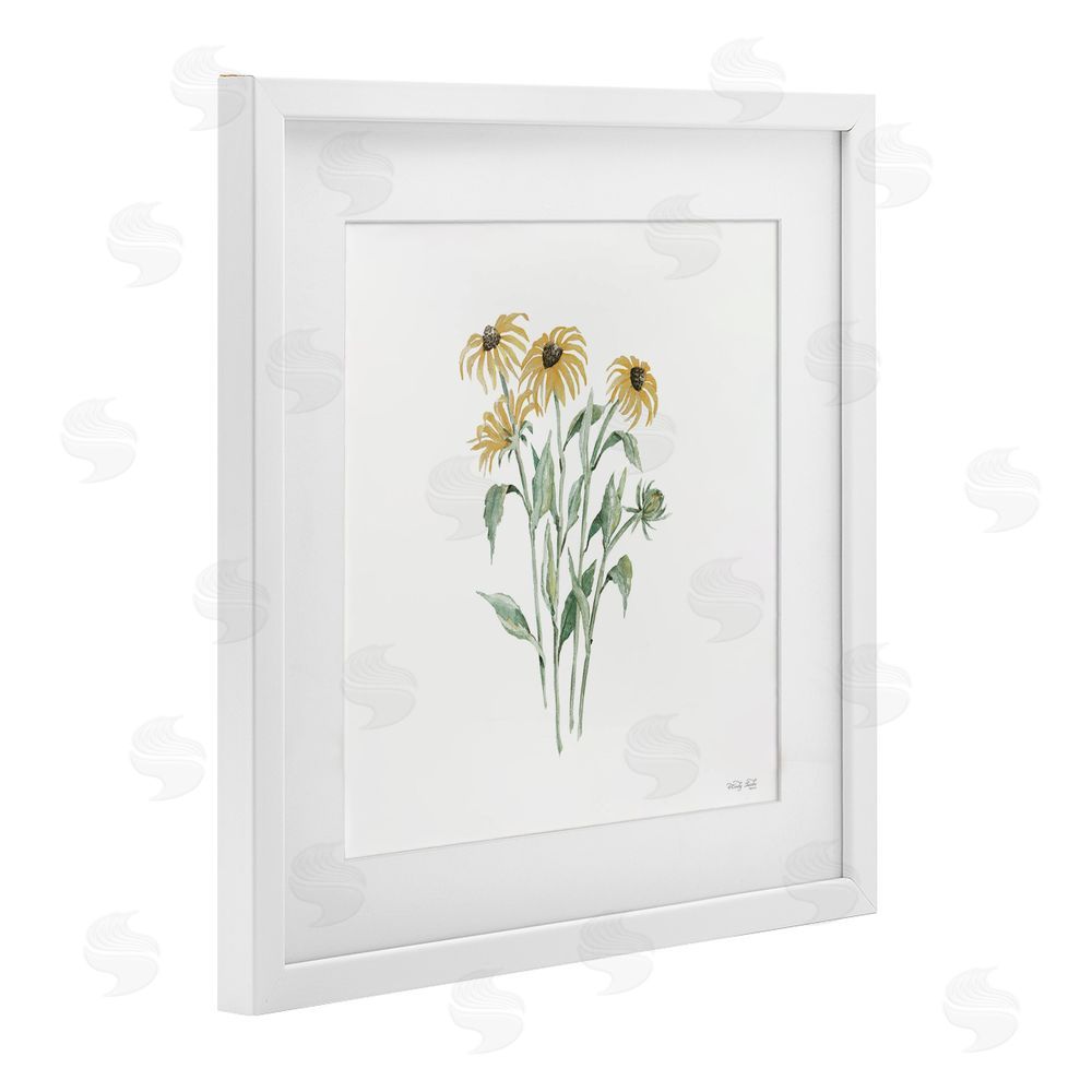 Cindy Jacobs Black-Eyed Susan Botanical White Framed Print Under Glass with Mat Wall Art