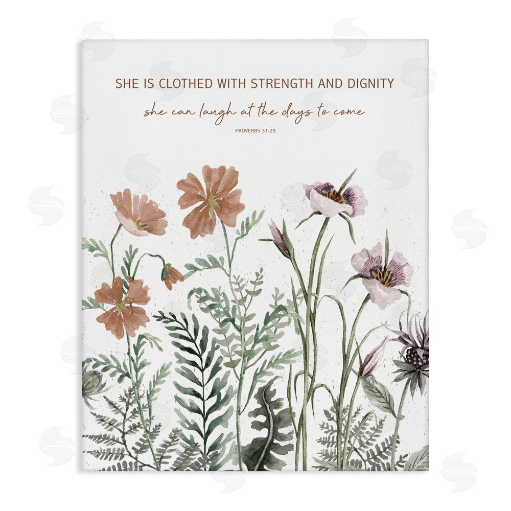 Cindy Jacobs Clothed with Strength Botanicals Canvas Wall Art Print