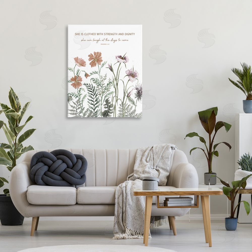 Cindy Jacobs Clothed with Strength Botanicals Canvas Art on Wall