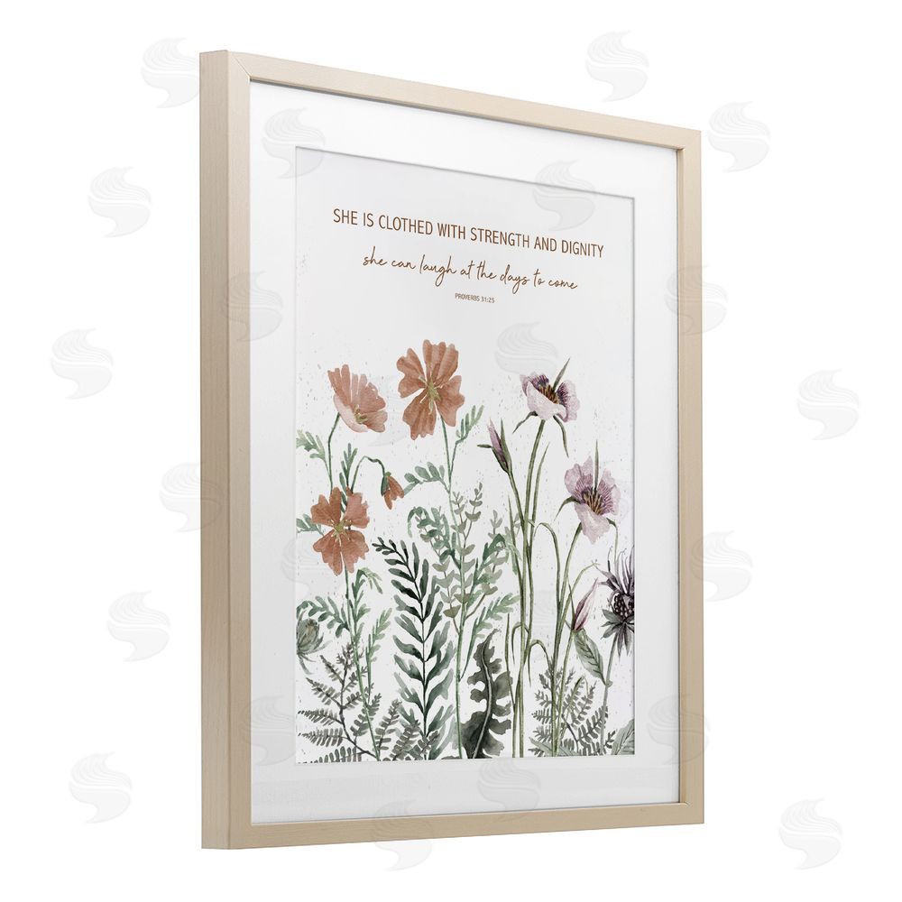 Cindy Jacobs Clothed with Strength Botanicals Birch Framed Print Under Glass with White Mat Wall Art