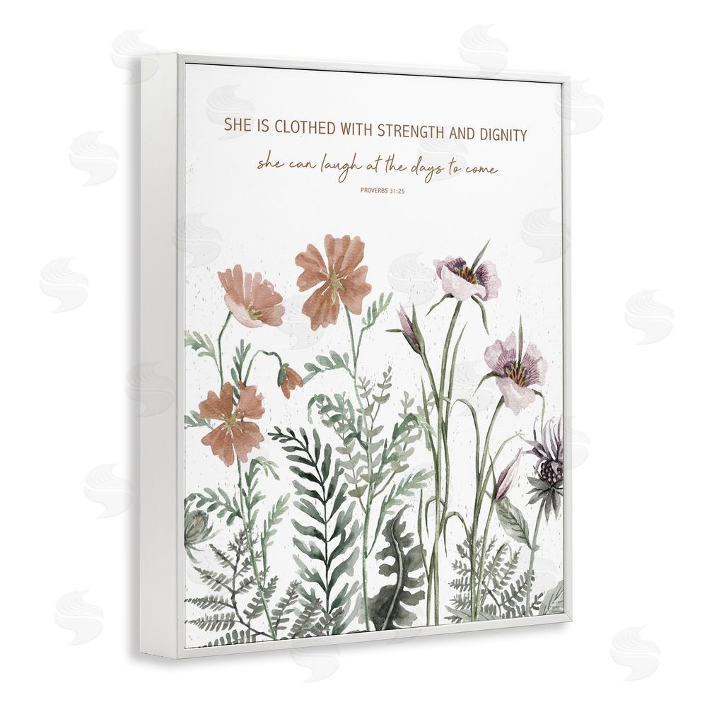 Cindy Jacobs Clothed with Strength Botanicals White Framed Giclee Wall Art Print