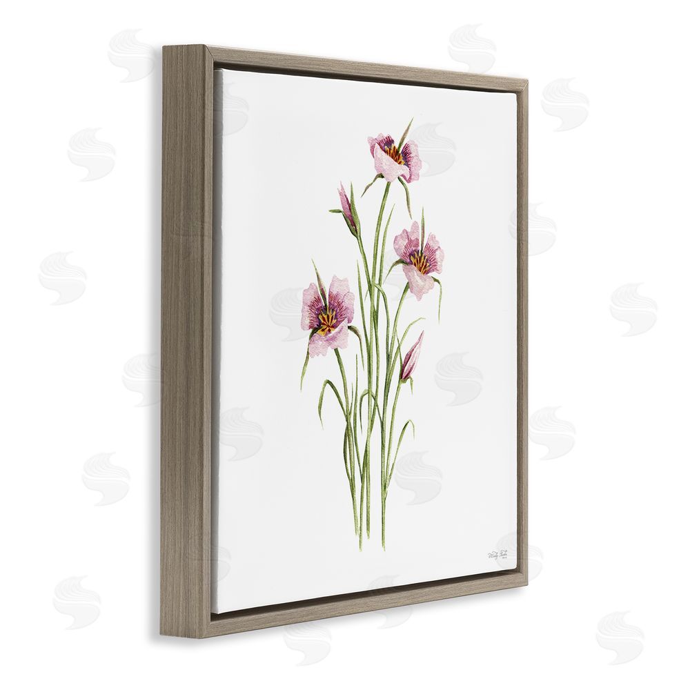 Cindy Jacobs Fuchsia Mariposa Botanical Brown Floating Frame Canvas Wall Art Print