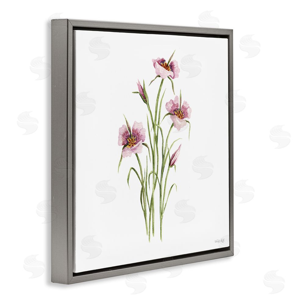 Cindy Jacobs Fuchsia Mariposa Botanical Gray Floating Frame Canvas Wall Art Print