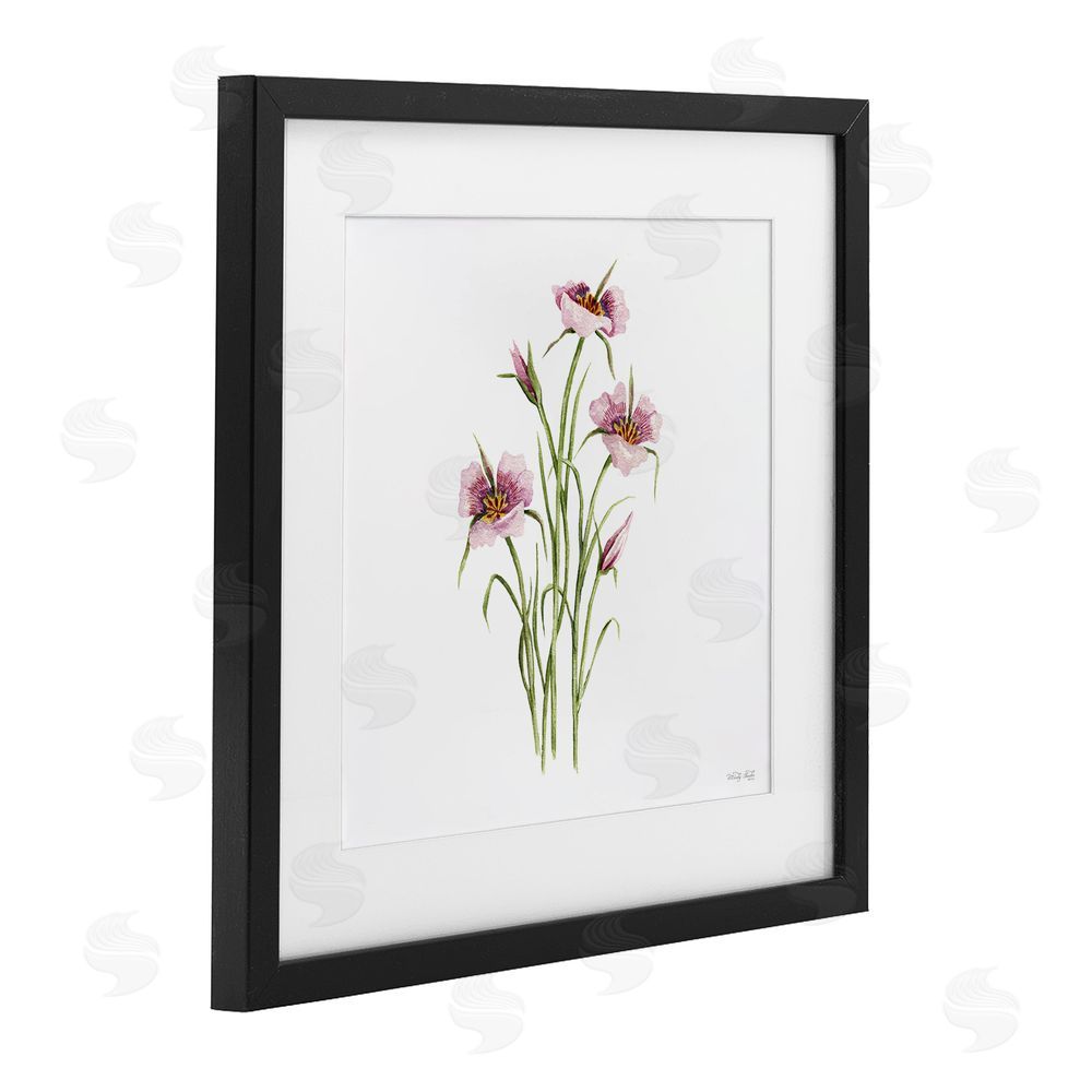 Cindy Jacobs Fuchsia Mariposa Botanical Black Framed Print Under Glass with White Mat Wall Art