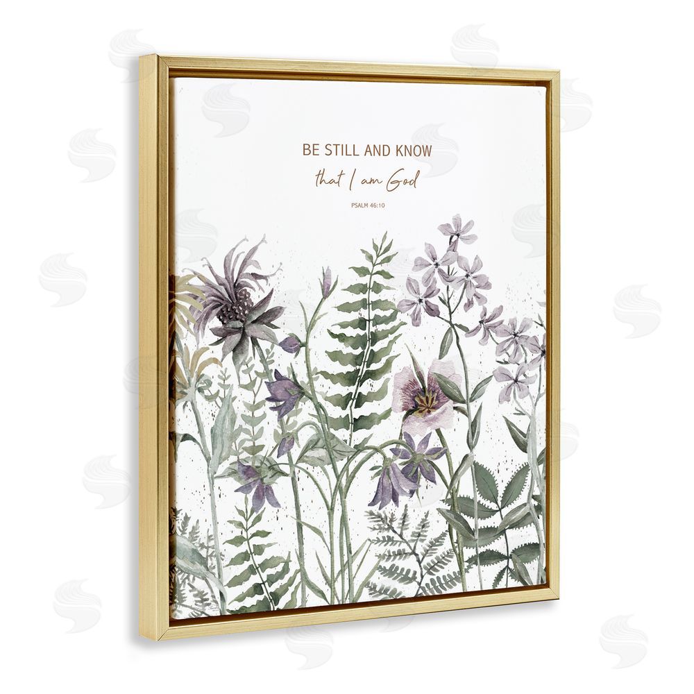 Cindy Jacobs Be Still and Know Botanicals Gold Floating Frame Canvas Wall Art Print