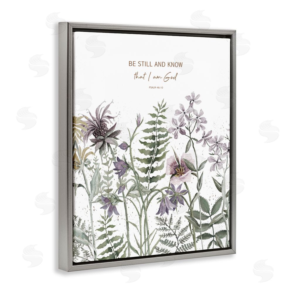 Cindy Jacobs Be Still and Know Botanicals Gray Floating Frame Canvas Wall Art Print