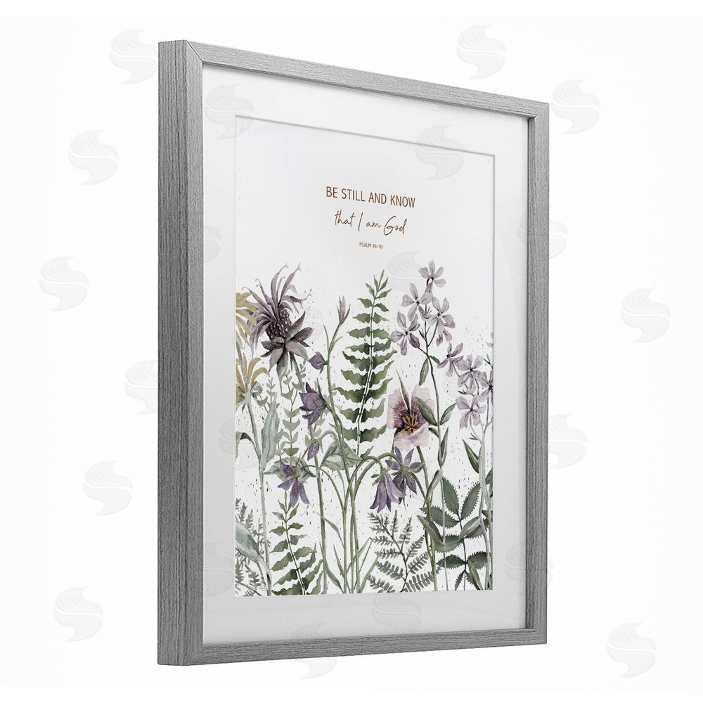 Cindy Jacobs Be Still and Know Botanicals Gray Framed Print Under Glass with White Mat Wall Art