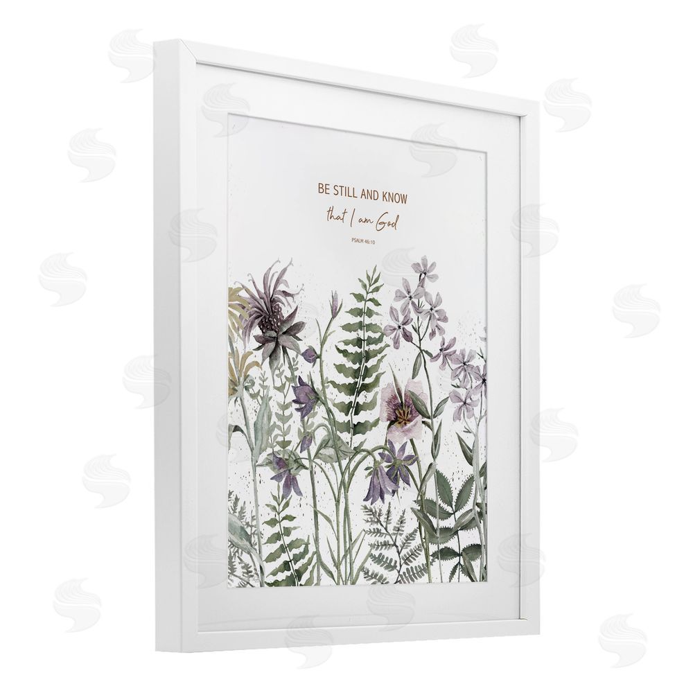 Cindy Jacobs Be Still and Know Botanicals White Framed Print Under Glass with Mat Wall Art