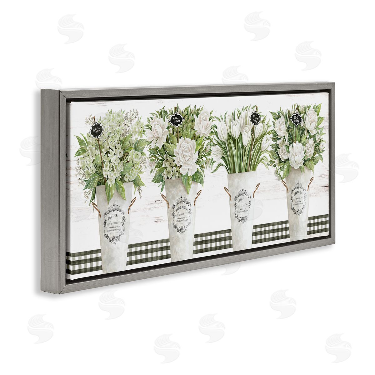 Cindy Jacobs Marche aux Fleurs Gray Floating Frame Canvas Wall Art Print