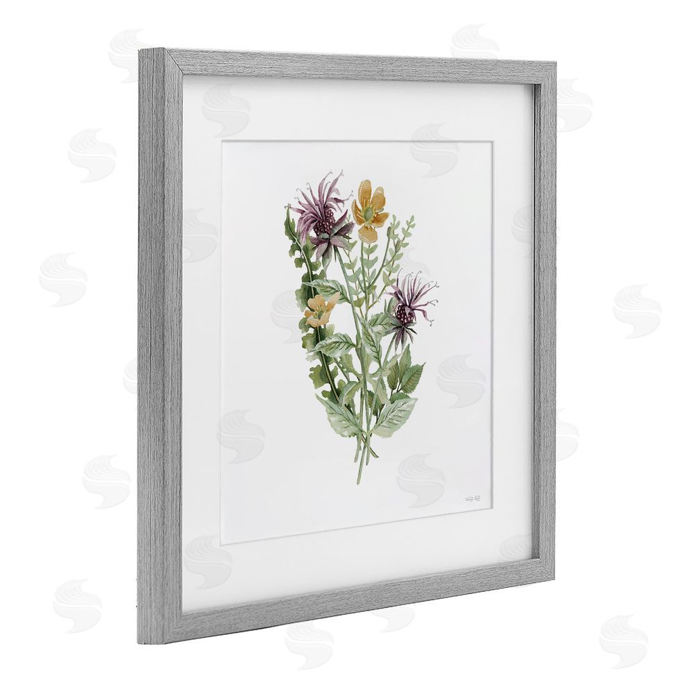 Cindy Jacobs Lush Botanical Mix Gray Framed Print Under Glass with White Mat Wall Art