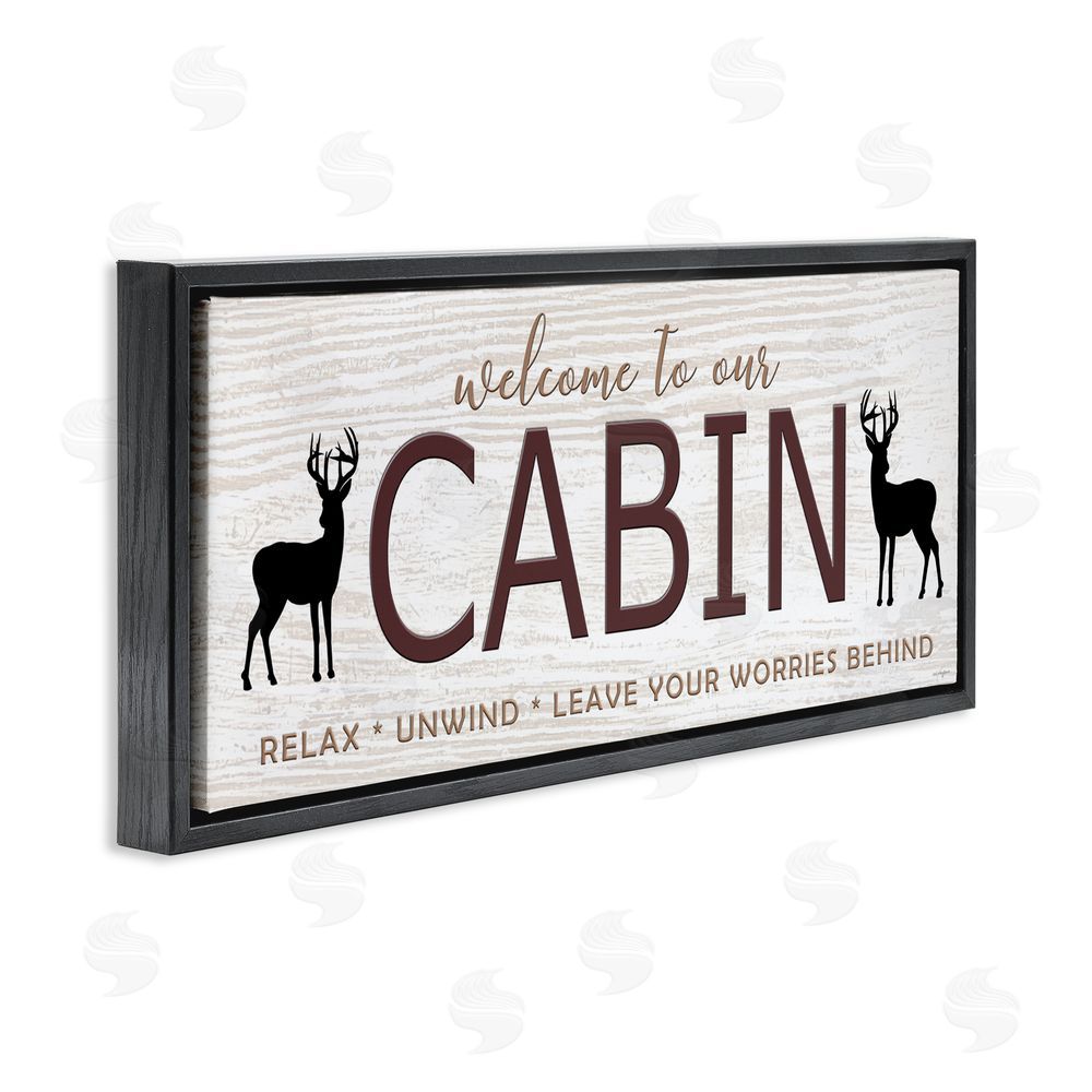 Seven Trees Design Leave Worries Behind Cabin Black Floating Frame Canvas Wall Art Print