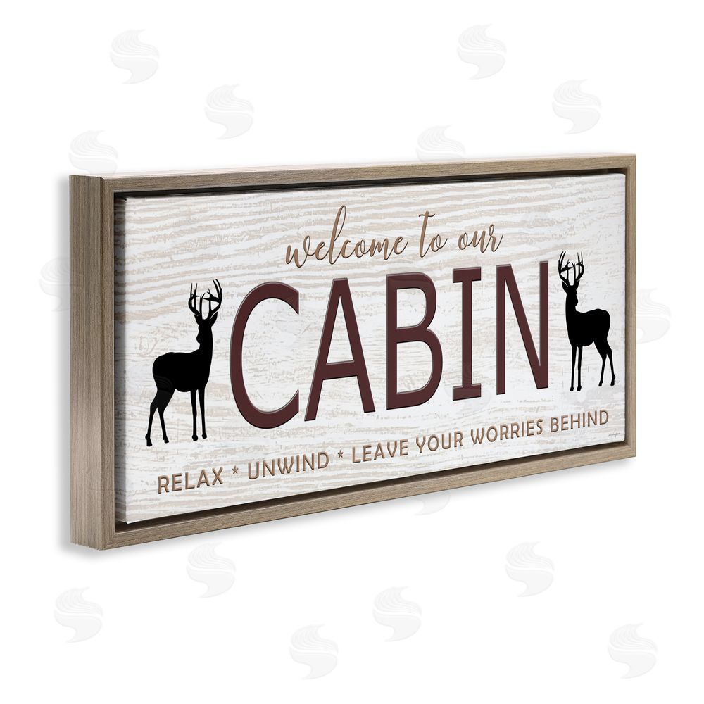 Seven Trees Design Leave Worries Behind Cabin Brown Floating Frame Canvas Wall Art Print