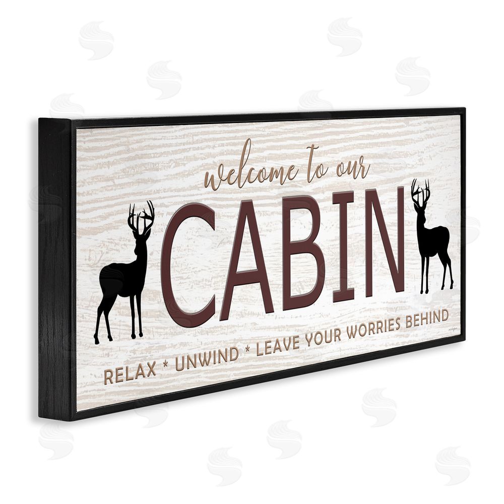Seven Trees Design Leave Worries Behind Cabin Black Framed Giclee Wall Art Print