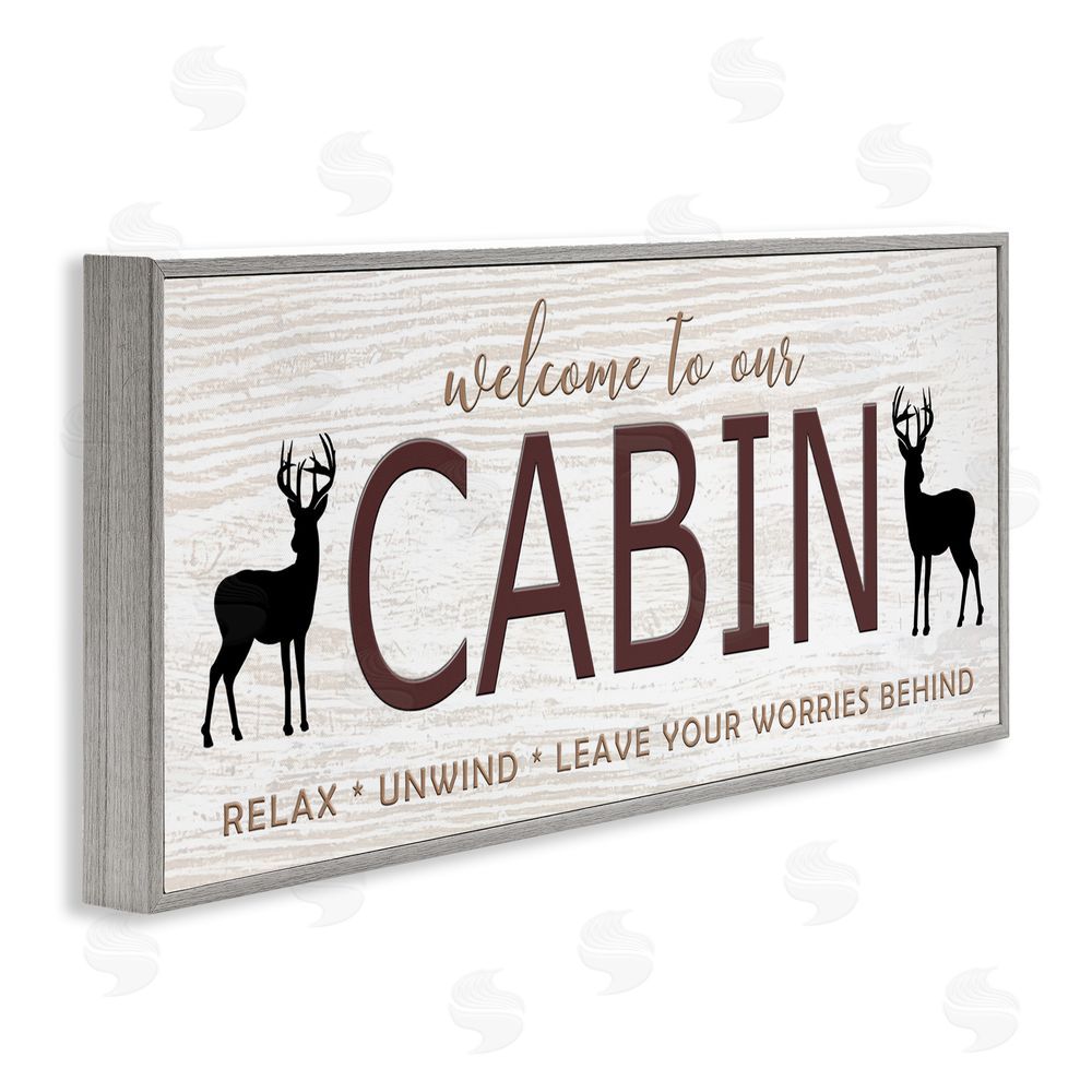 Seven Trees Design Leave Worries Behind Cabin Gray Framed Giclee Wall Art Print