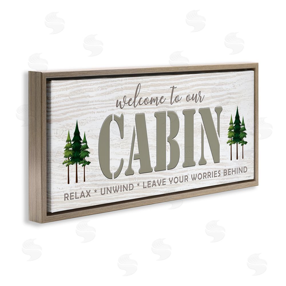 Seven Trees Design Cabin Welcome Nature Escape Brown Floating Frame Canvas Wall Art Print