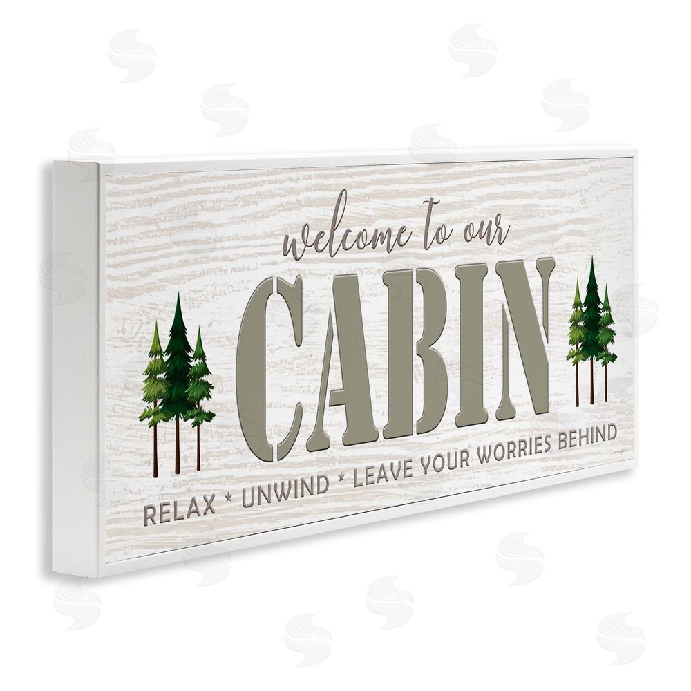 Seven Trees Design Cabin Welcome Nature Escape White Framed Giclee Wall Art Print