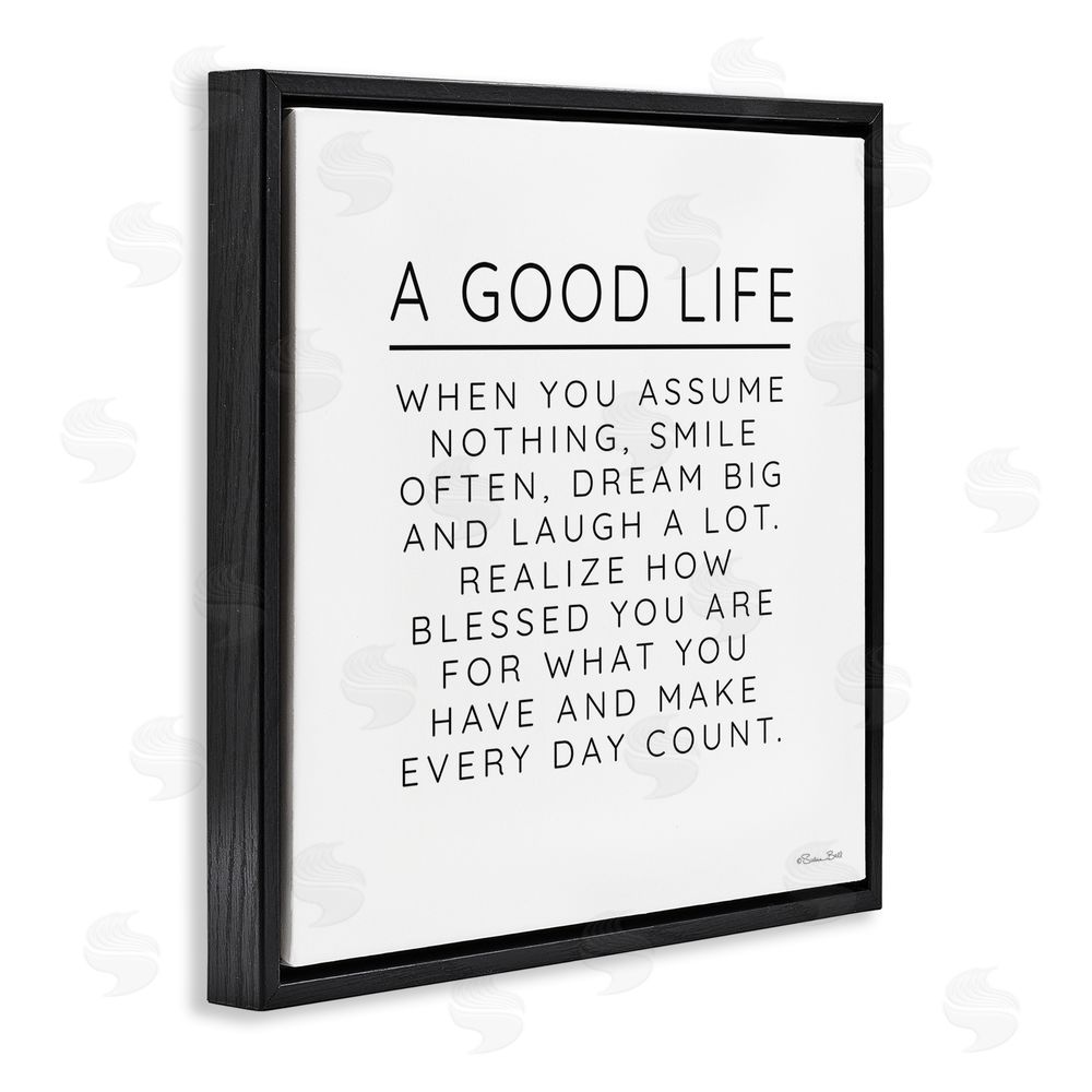 Susan Ball A Good Life Blessings Black Floating Frame Canvas Wall Art Print