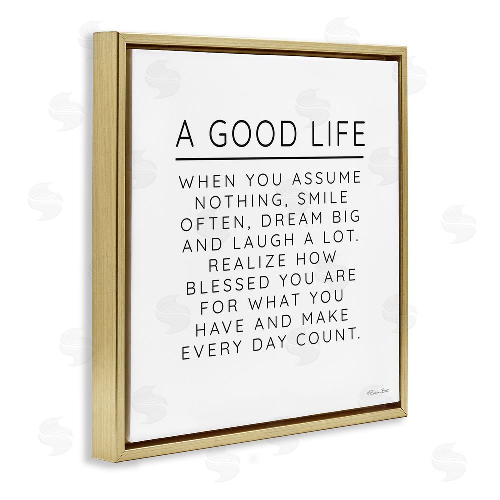 Susan Ball A Good Life Blessings Gold Floating Frame Canvas Wall Art Print