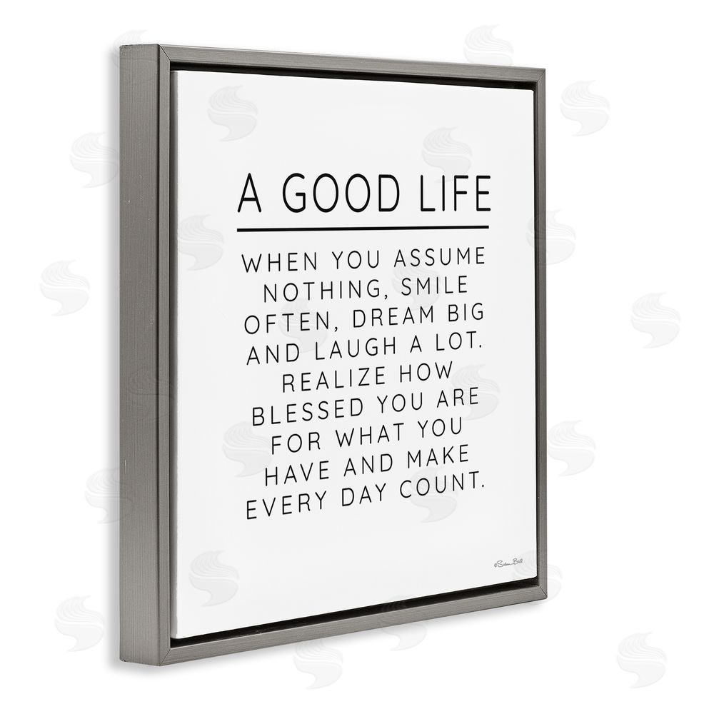 Susan Ball A Good Life Blessings Gray Floating Frame Canvas Wall Art Print