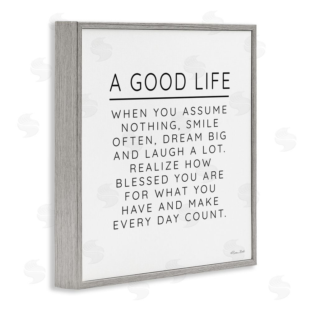 Susan Ball A Good Life Blessings Gray Framed Giclee Wall Art Print