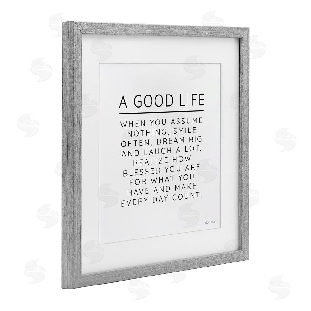 Susan Ball A Good Life Blessings Gray Framed Print Under Glass with White Mat Wall Art