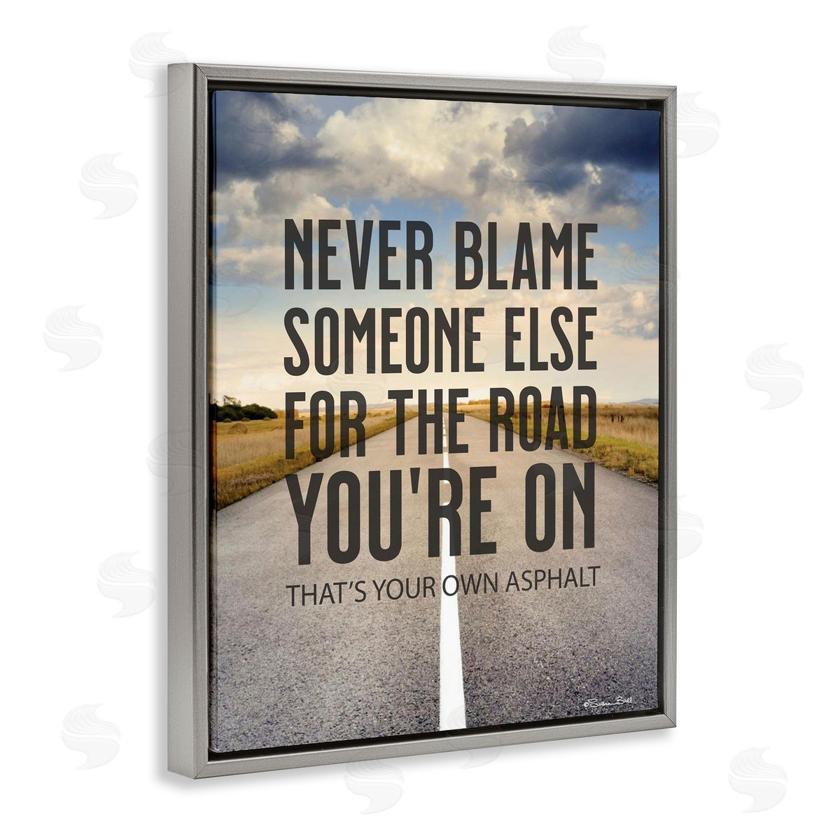 Susan Ball Your Own Asphalt Pun Gray Floating Frame Canvas Wall Art Print