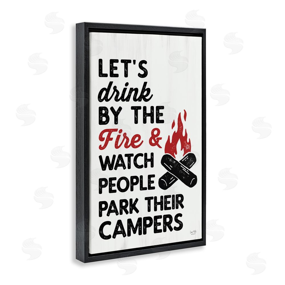 Lux + Me Designs Let's Drink by the Fire Black Floating Frame Canvas Wall Art Print