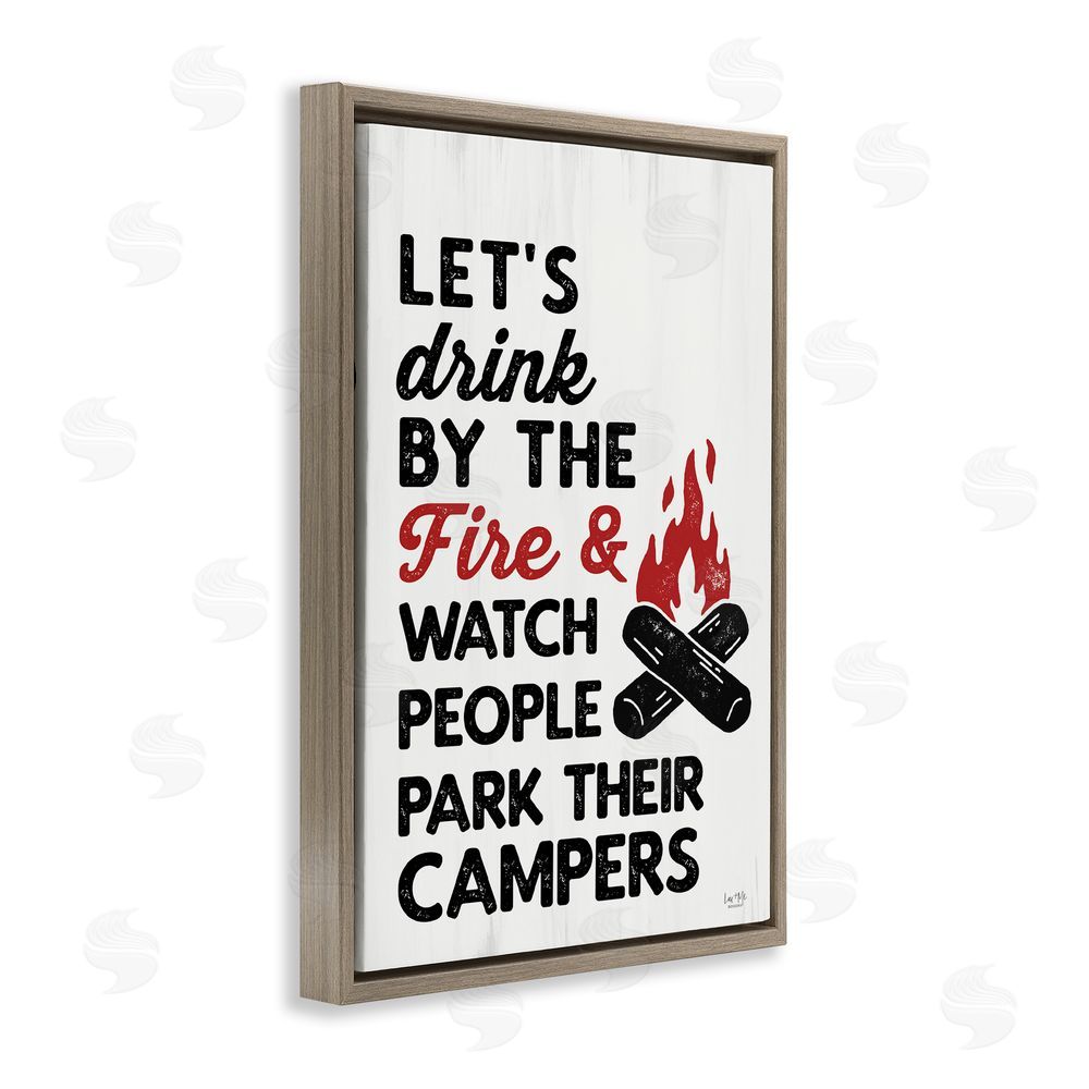 Lux + Me Designs Let's Drink by the Fire Brown Floating Frame Canvas Wall Art Print