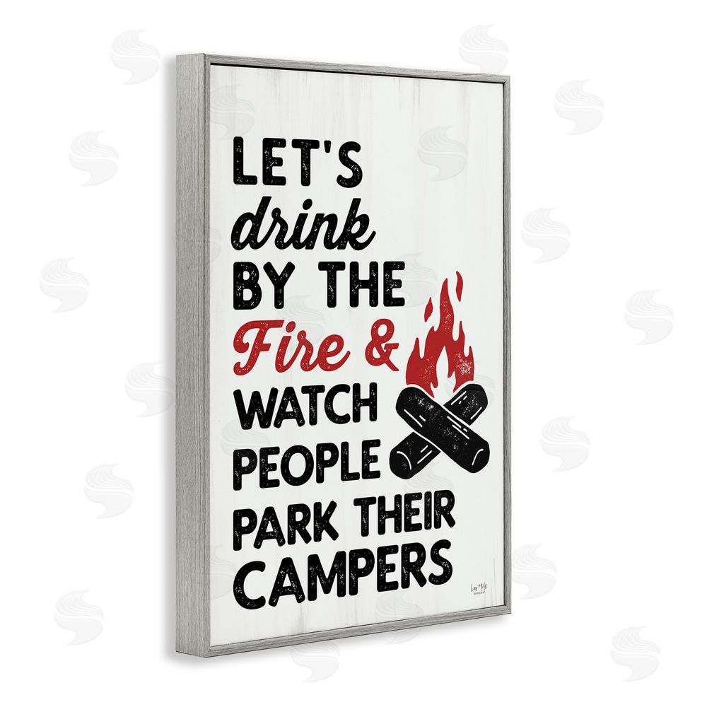Lux + Me Designs Let's Drink by the Fire Gray Framed Giclee Wall Art Print
