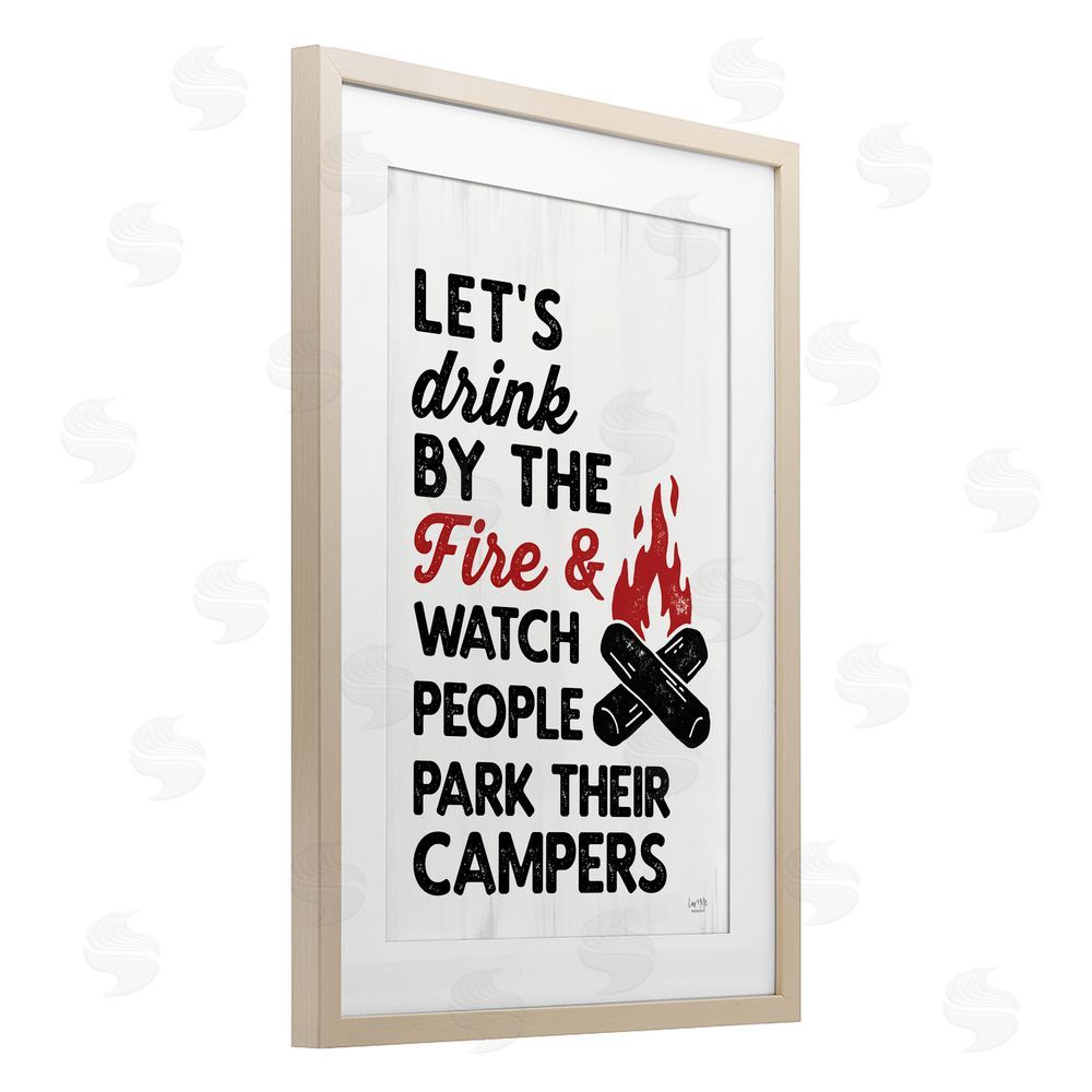 Lux + Me Designs Let's Drink by the Fire Birch Framed Print Under Glass with White Mat Wall Art