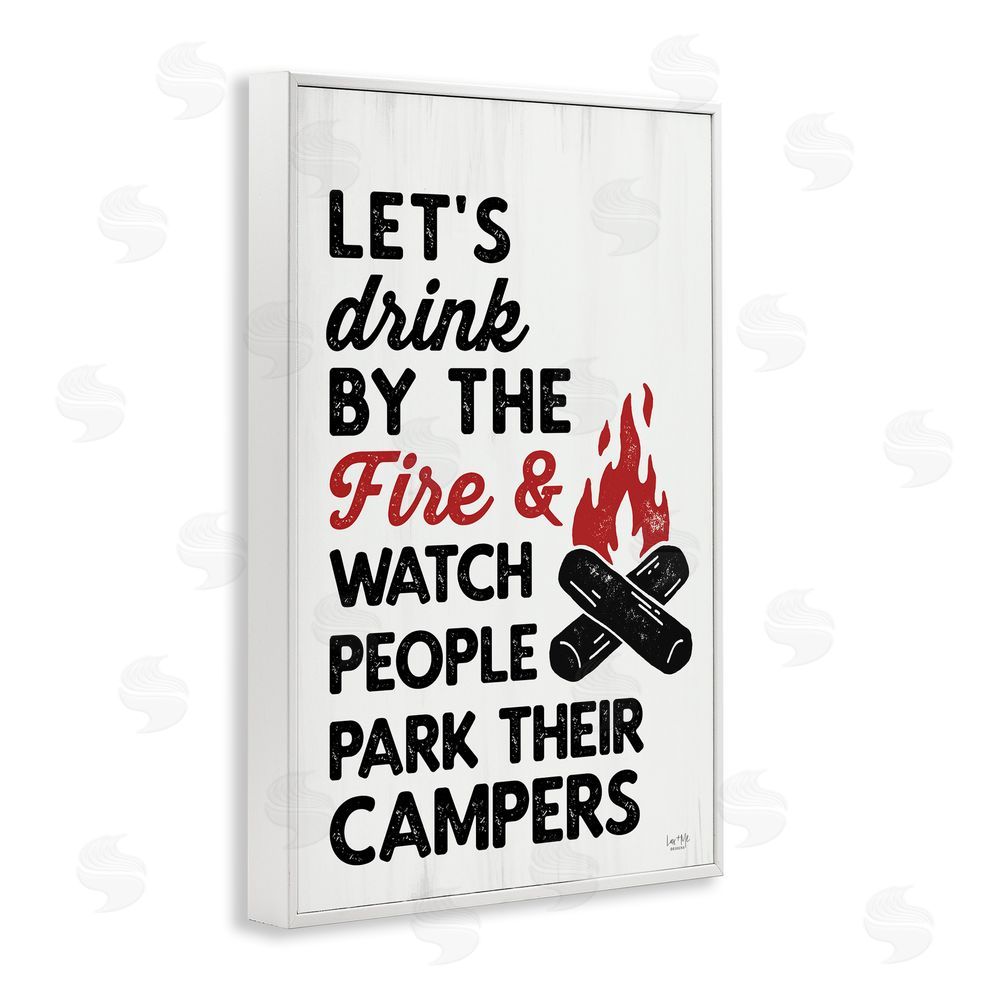 Lux + Me Designs Let's Drink by the Fire White Framed Giclee Wall Art Print