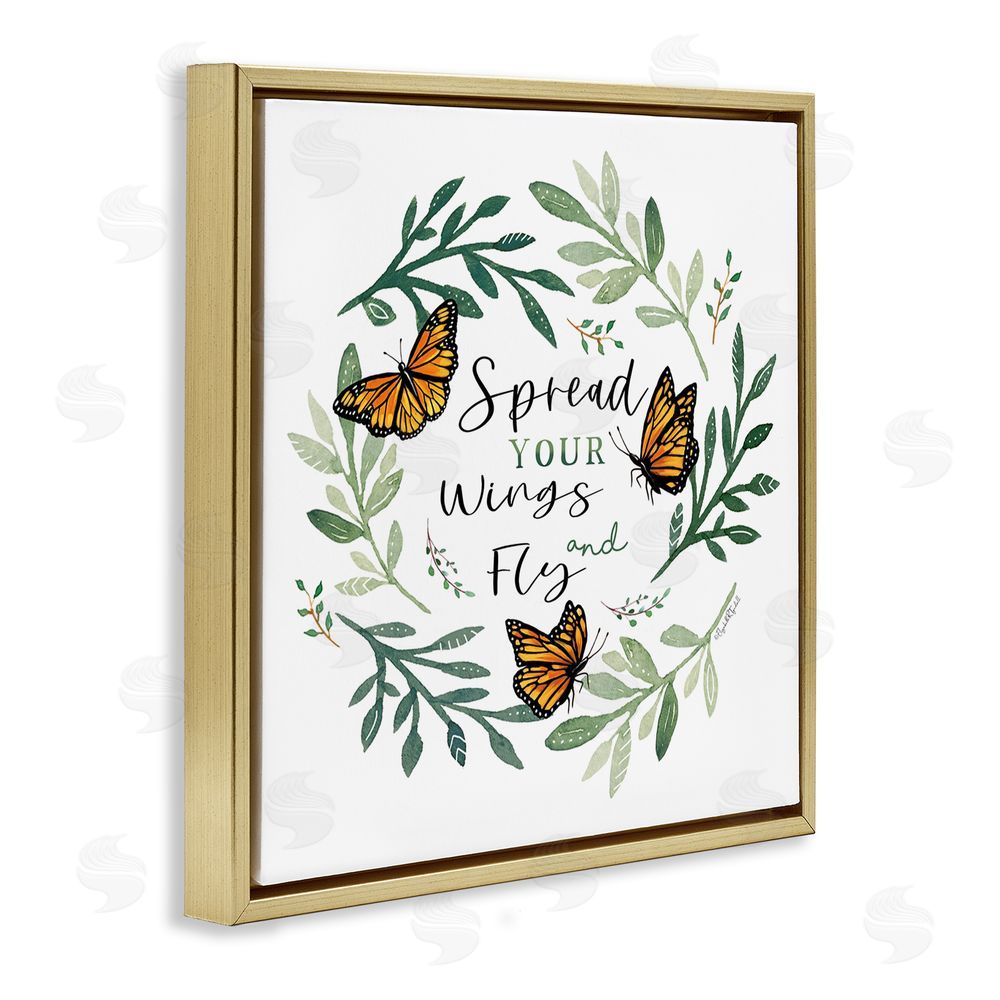 Elizabeth Tyndall Spread Your Wings Butterflies Gold Floating Frame Canvas Wall Art Print