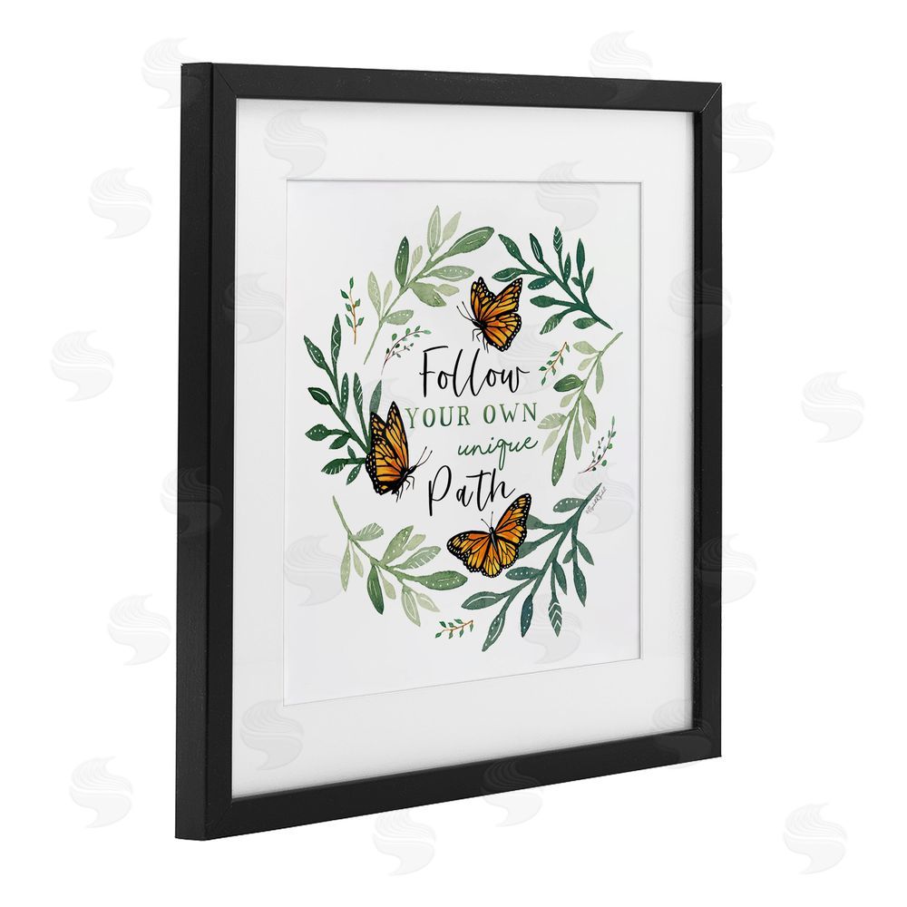 Elizabeth Tyndall Follow Unique Path Butterflies Black Framed Print Under Glass with White Mat Wall Art