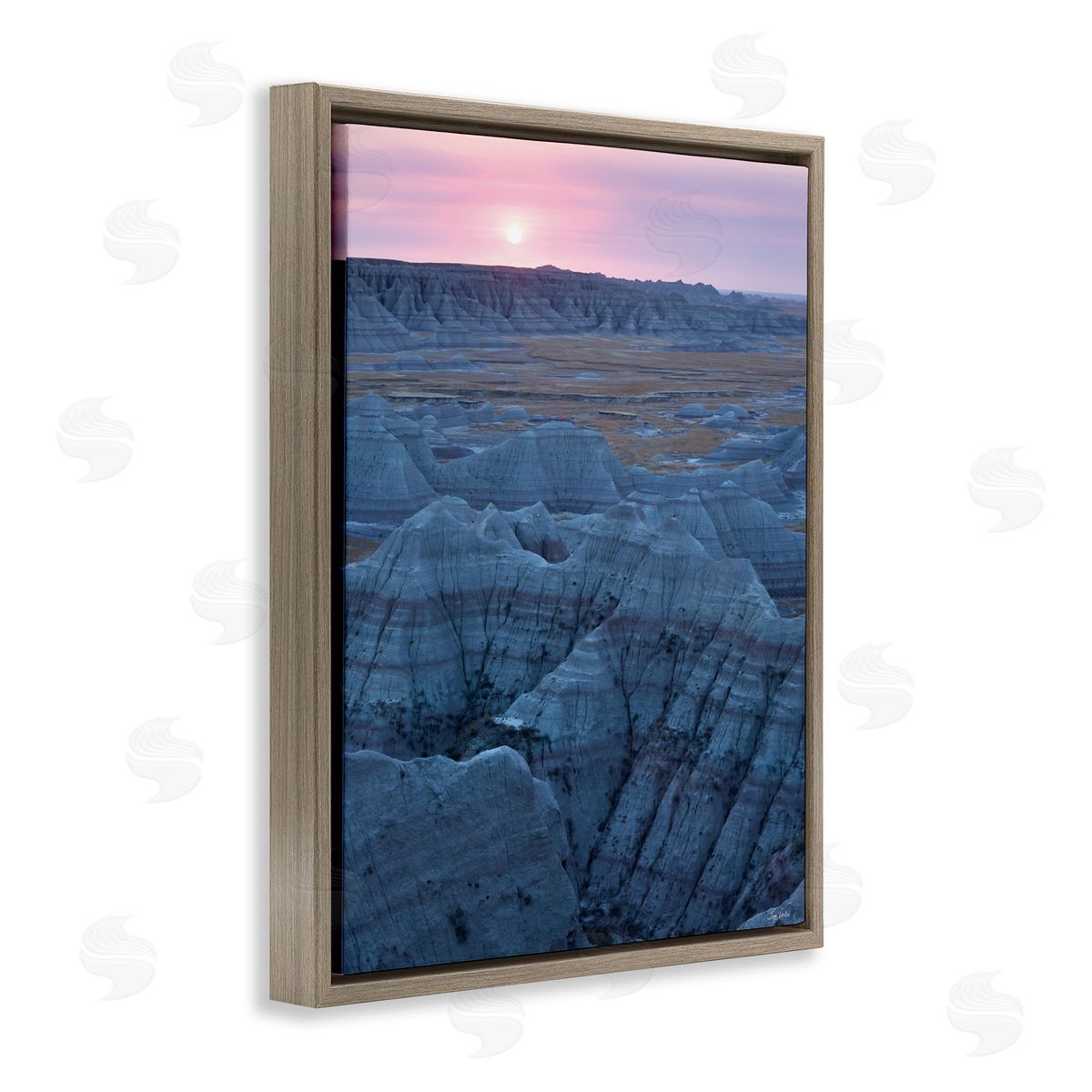 Lori Deiter Sunrise Symphony Cliffside Landscape Brown Floating Frame Canvas Wall Art Print