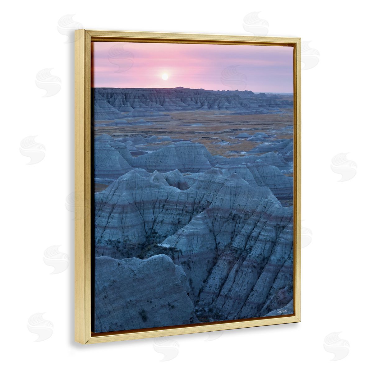 Lori Deiter Sunrise Symphony Cliffside Landscape Gold Floating Frame Canvas Wall Art Print