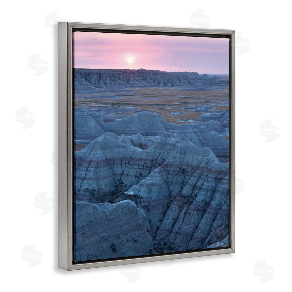 Lori Deiter Sunrise Symphony Cliffside Landscape Gray Floating Frame Canvas Wall Art Print