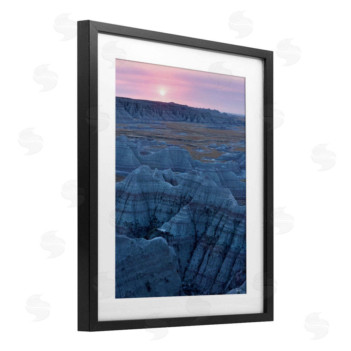 Lori Deiter Sunrise Symphony Cliffside Landscape Black Framed Print Under Glass with White Mat Wall Art
