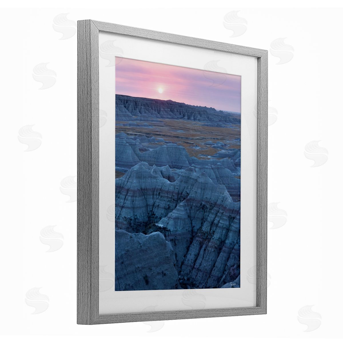 Lori Deiter Sunrise Symphony Cliffside Landscape Gray Framed Print Under Glass with White Mat Wall Art