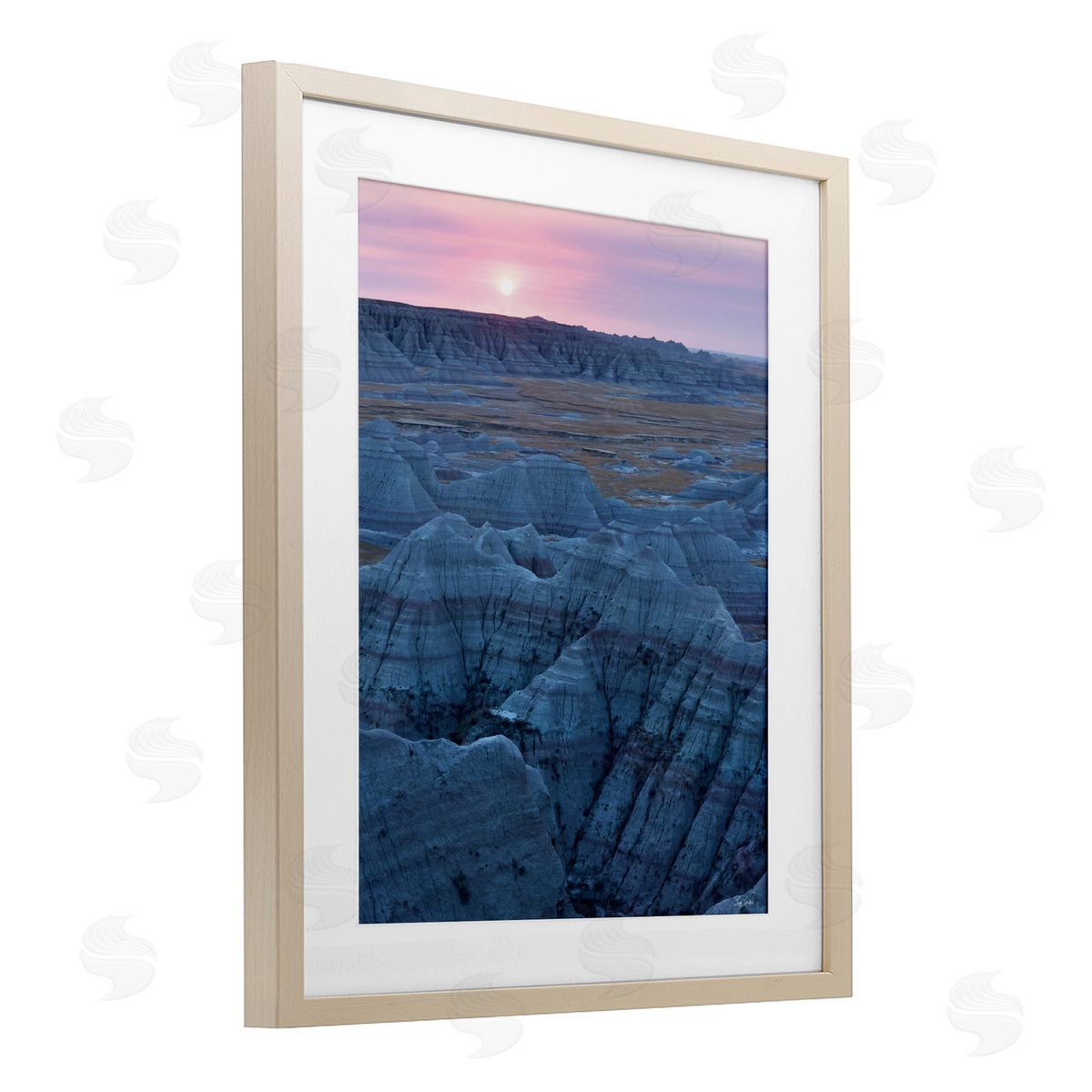 Lori Deiter Sunrise Symphony Cliffside Landscape Birch Framed Print Under Glass with White Mat Wall Art