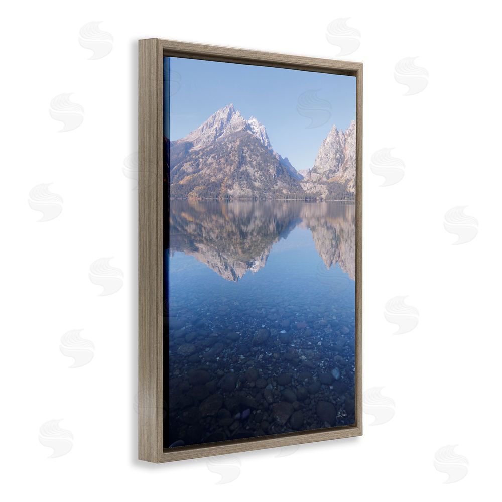 Lori Deiter Clear Water Reflection Landscape Brown Floating Frame Canvas Wall Art Print