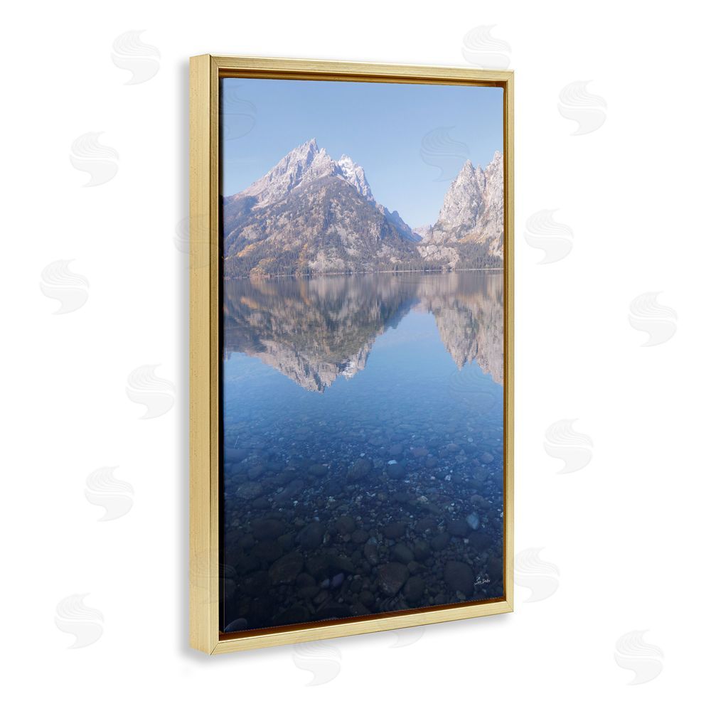 Lori Deiter Clear Water Reflection Landscape Gold Floating Frame Canvas Wall Art Print