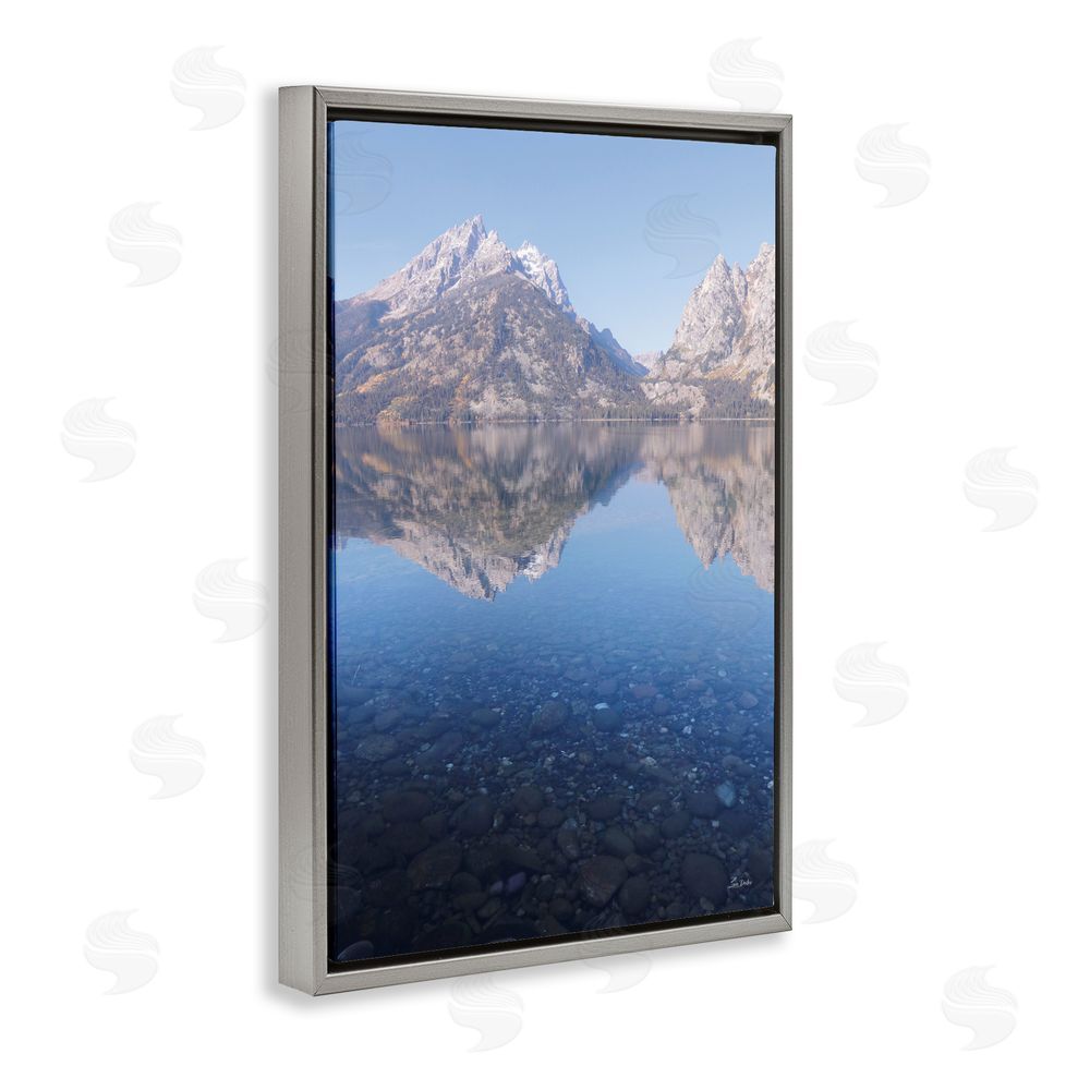Lori Deiter Clear Water Reflection Landscape Gray Floating Frame Canvas Wall Art Print