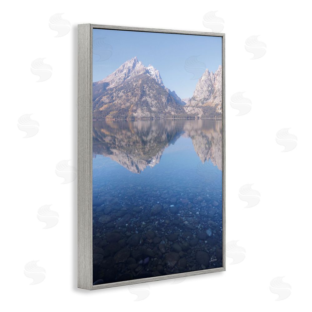 Lori Deiter Clear Water Reflection Landscape Gray Framed Giclee Wall Art Print